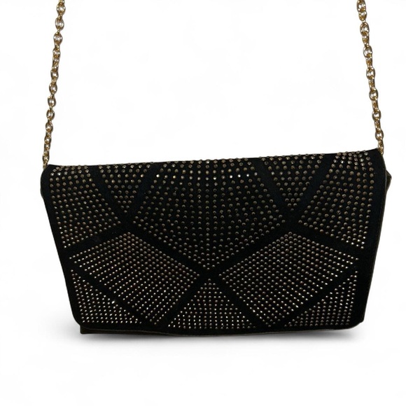 unknown Handbags - Studded Black Purse With Gold Chain